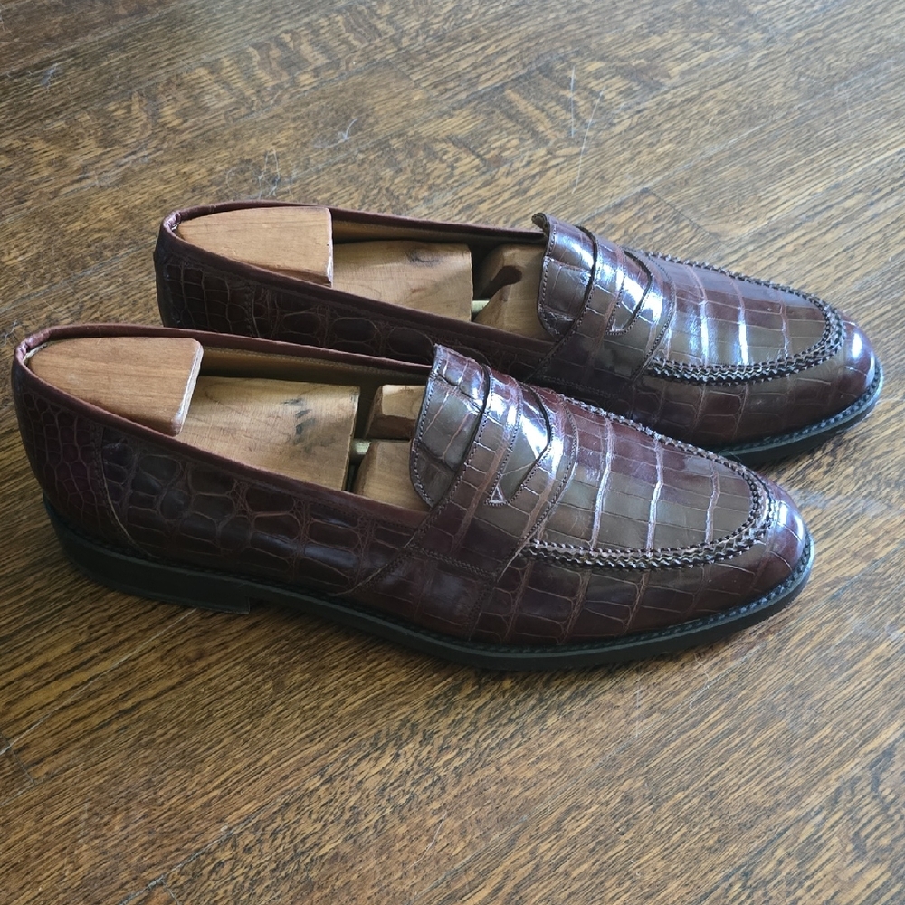 Neiman Marcus Vero Cuoio Men's Genuine Alligator Leather Shoes Size 9.5M